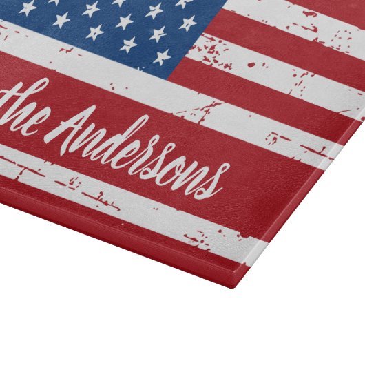 Patriotic USA Personalisiert Name American Flag Schneidebrett (Ecke)