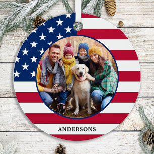 Patriotic USA Personalisiertes Foto unter amerikan Ornament Aus Metall