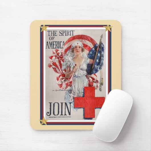 Patriotic USA - Red Cross Join Mousepad (Mit Mouse)