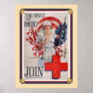 Patriotic USA - Red Cross Join Poster