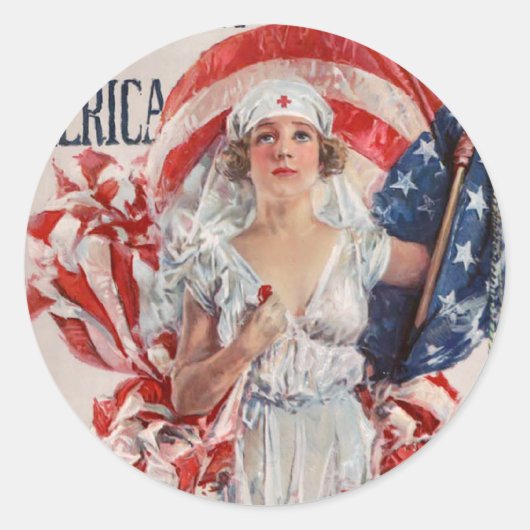 Patriotic USA - Red Cross Join Runder Aufkleber (Vorderseite)