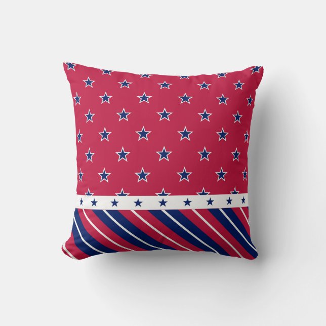 Patriotic USA Red White Blue Stars Streifen Kissen (Vorderseite)