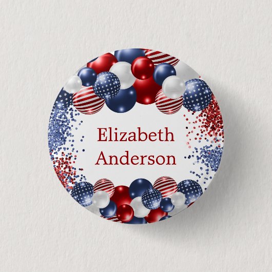 Patriotic USA Rot-Blau-Flaggenmarke Button (Vorderseite)
