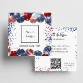 Patriotic USA Rot-Blau-Logo QR Code Quadratische Visitenkarte