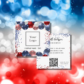 Patriotic USA Rot-Blau-Logo QR Code Quadratische Visitenkarte