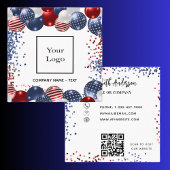 Patriotic USA Rot-Blau-Logo QR Code Quadratische Visitenkarte