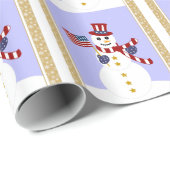 Patriotic USA Snowman Wrapping Paper Geschenkpapier (Rolleneckpunkt)