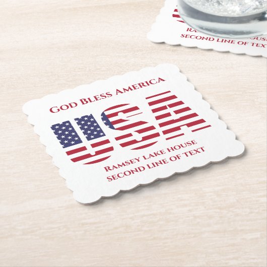 Patriotic USA Square Scalloped Paper Untersetzer (angewinkelt)