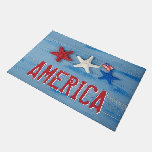Patriotic USA Starfish mit Flag Fußmatte (Schrägansicht)
