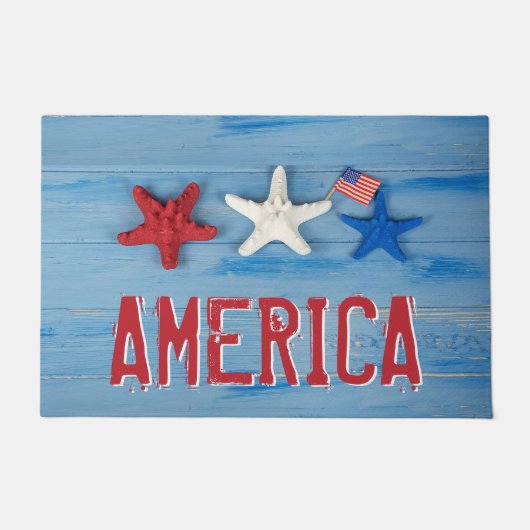 Patriotic USA Starfish mit Flag Fußmatte (Vorderseite)
