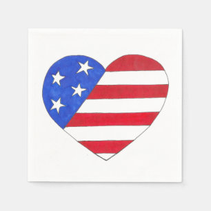 Patriotic USA Stars Stripes Heart American Flag Serviette