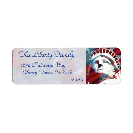Patriotic USA Statue of Liberty Flag Label (Vorne)