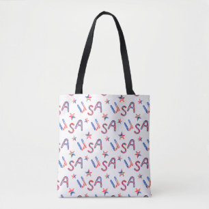 Patriotic USA Themed Tote Bag mit Black Handles Tasche