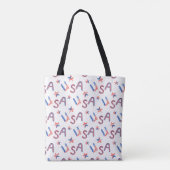 Patriotic USA Themed Tote Bag mit Black Handles Tasche (Rückseite)