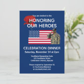 Patriotic USA Veterans Dinner Einladung (Stehend Vorderseite)