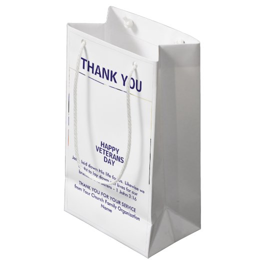 Patriotic USA Vielen Dank VETERANS DAY Kleine Geschenktüte (Vorderseite Schrägansicht)