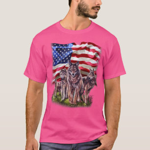 Patriotic Usa Wolves Pack Nordamerika Wolf T-Shirt