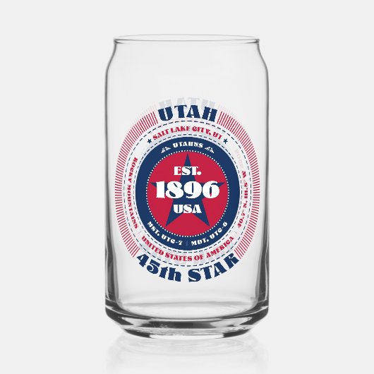 Patriotic Utah Typografy Trinkbehälter Set Dosenglas (Rückseite)