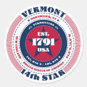 Patriotic Vermont Circle Design Sticker (Vorderseite)