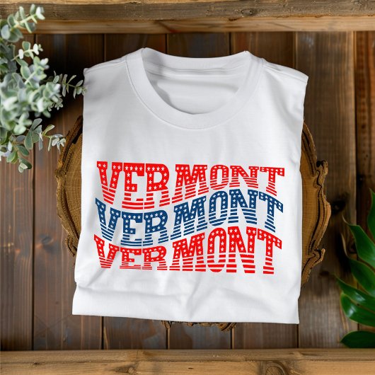 Patriotic Vermont Red und Blue Boho T - Shirt