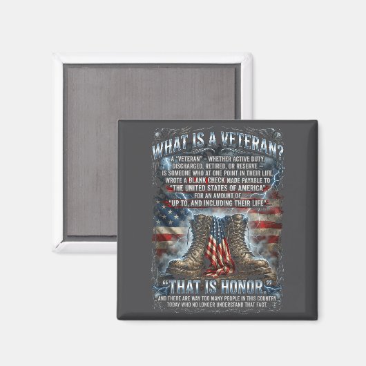 Patriotic Veteran Definition Blank Check Sacrifice Magnet (Vorderseite/Rückseite)