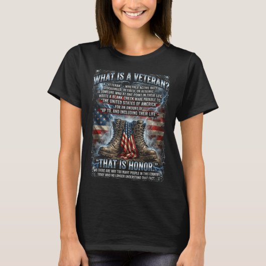 Patriotic Veteran Definition Blank Check Sacrifice T-Shirt (Vorderseite)