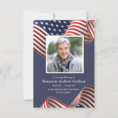 Patriotic Veteran Foto Beerdigung Dankeschön Karte (Vorderseite)