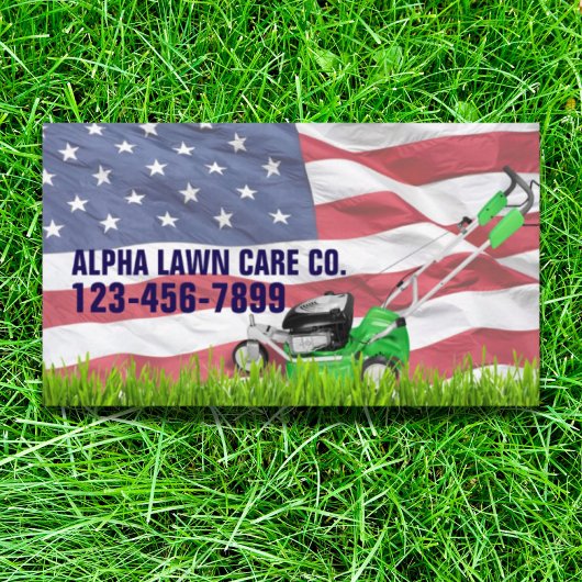 Patriotic Veteran Yard Landscaping Grass Mowing Visitenkarte