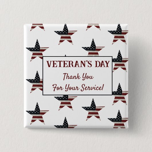 Patriotic Veteran's Day American Flag Star Button (Vorderseite)