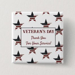 Patriotic Veteran's Day American Flag Star Button