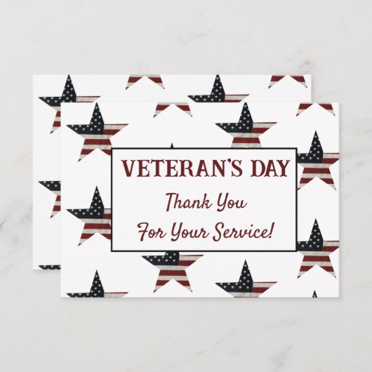 Patriotic Veteran's Day American Flag Star Dankeskarte (Vorne/Hinten)