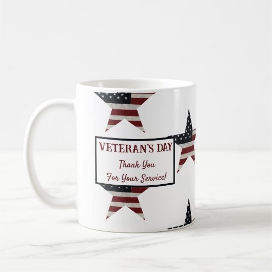 Patriotic Veteran's Day American Flag Star Kaffeetasse (Links)