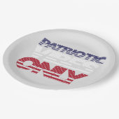 Patriotic Vibes Only US Flagge USA Funny Pappteller (Schrägansicht)
