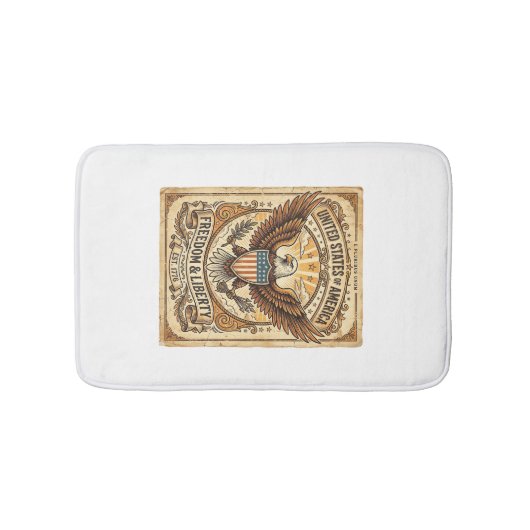 Patriotic Vintage Bald Eagle Distressed Badematte (Vorderseite)