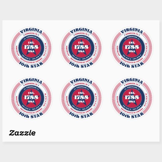 Patriotic Virginia Circle Design Sticker (Blatt)