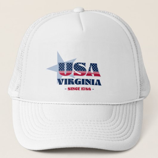 Patriotic Virginia Typografie Trucker Hat Truckerkappe (Vorderseite)