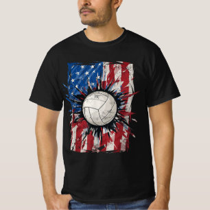 Patriotic Volleyball th July Men USA American F T-Shirt