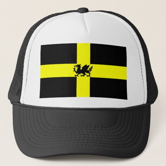 Patriotic Wales St Davids Day Dragon auf Hat Truckerkappe (Vorderseite)