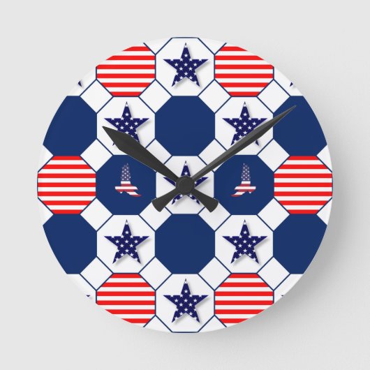 Patriotic Wall Clock Runde Wanduhr (Vorderseite)