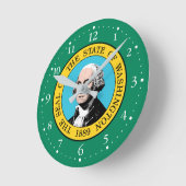 Patriotic Washington Staatsflagge Runde Wanduhr (Winkel)