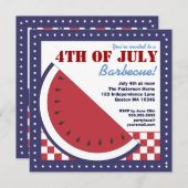 Patriotic Watermelon 4. Juli Barbecue Einladung (Vorne/Hinten)