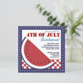 Patriotic Watermelon 4. Juli Barbecue Einladung (Stehend Vorderseite)