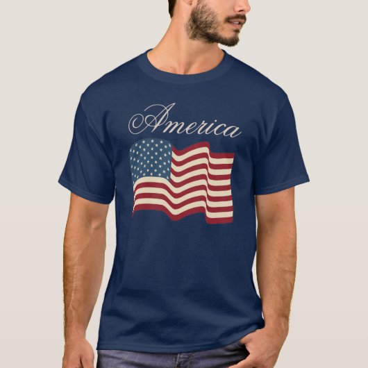 Patriotic Waving American Flag T Shirt Gift (Vorderseite)
