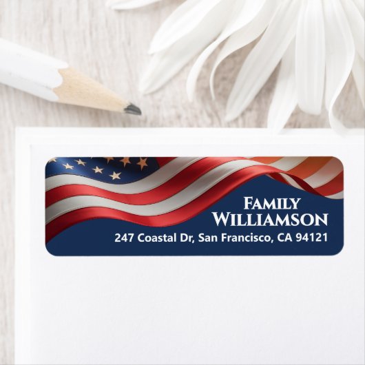 Patriotic Waving Flag Navy Family Address Design (Insitu)