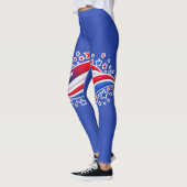 Patriotic Wavy American Flag with Stars | Red Whit Leggings (Links)