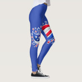 Patriotic Wavy American Flag with Stars | Red Whit Leggings (Rechts)