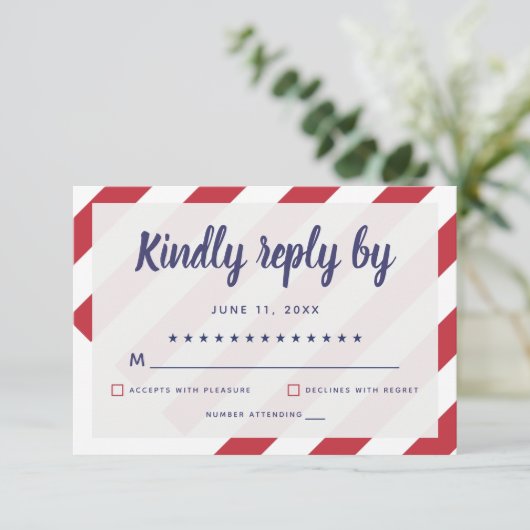 Patriotic Wedding RSVP Card (Stehend Vorderseite)