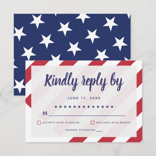 Patriotic Wedding RSVP Card Karte (Vorne/Hinten)
