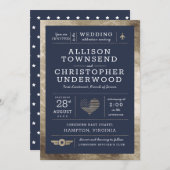 Patriotic Wedding US Flagge Imitate Gold Foil Ankündigung (Vorne/Hinten)