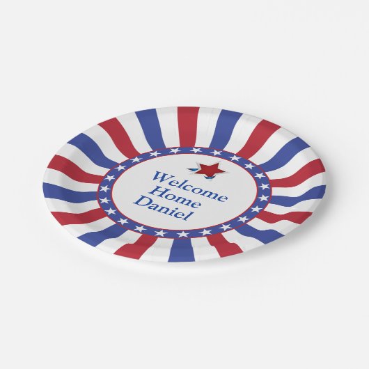 Patriotic Welcome Zuhause Partys Pappteller (Schrägansicht)